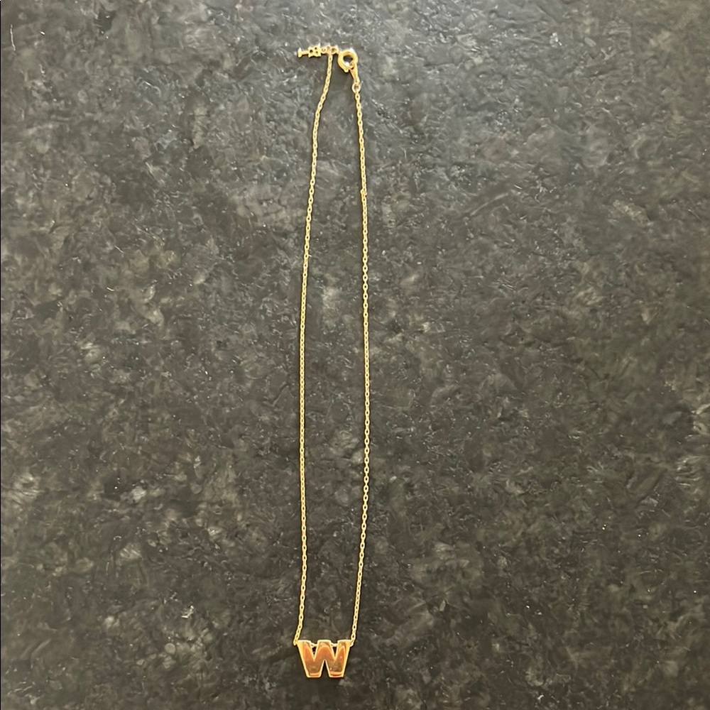 Gold Initial 'W' Necklace